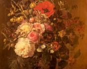 约翰 劳伦茨 延森 : A Still Life With Flowers In A Greek Vase